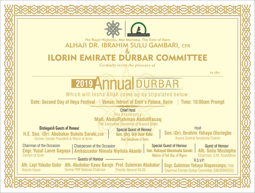 Ilorin Durbar Invitation